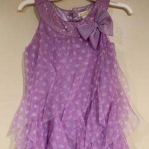 little girls purple and white polka dot dress
